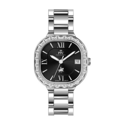Paris Polo Club PPC-FC03-SL-BK Butterfly Clasp Women Watch 